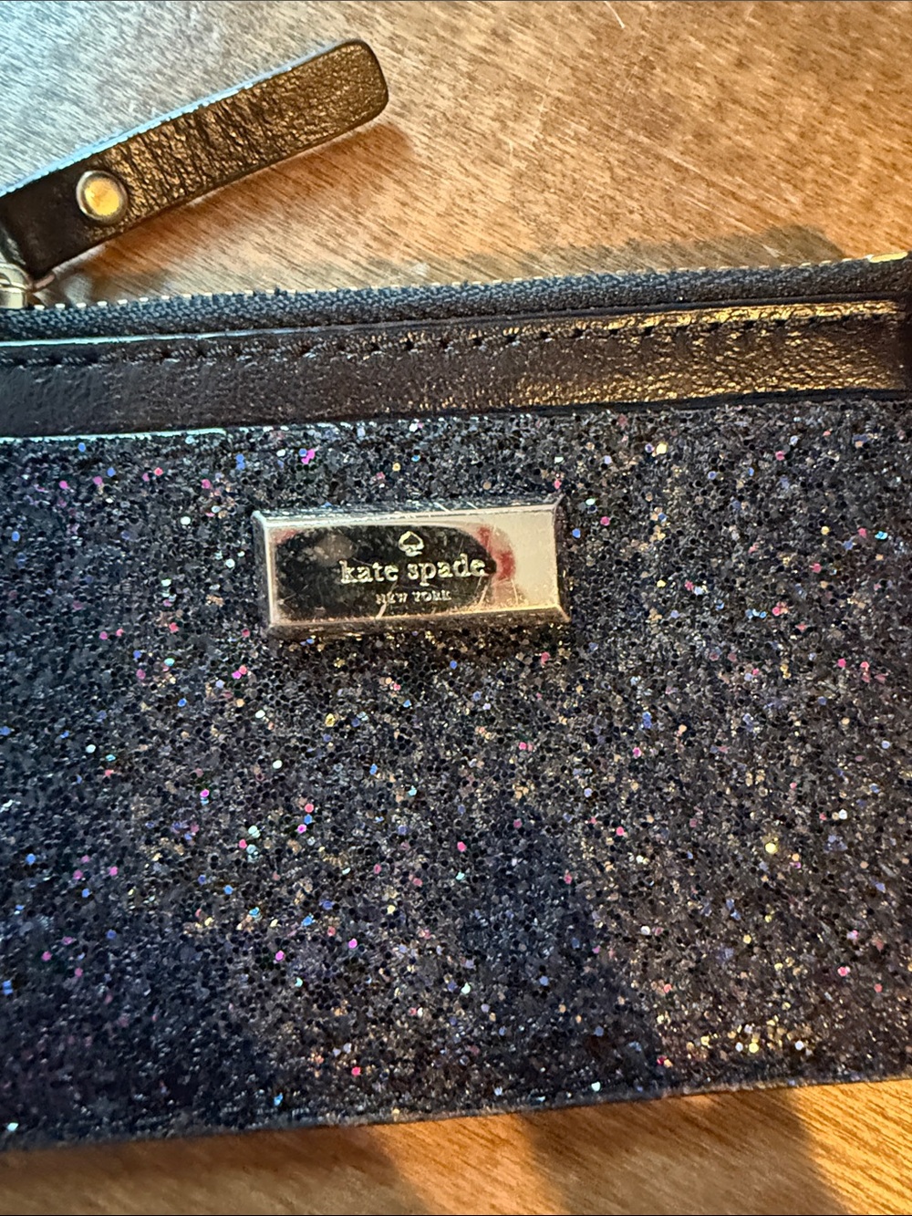 kate spade navy glitter card zip pouch - Picture 4 of 4